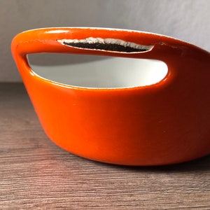 Vintage Orange Copco enameled cast iron Casserole dish by Michael Lax, MID Century Modern Enamelware image 3