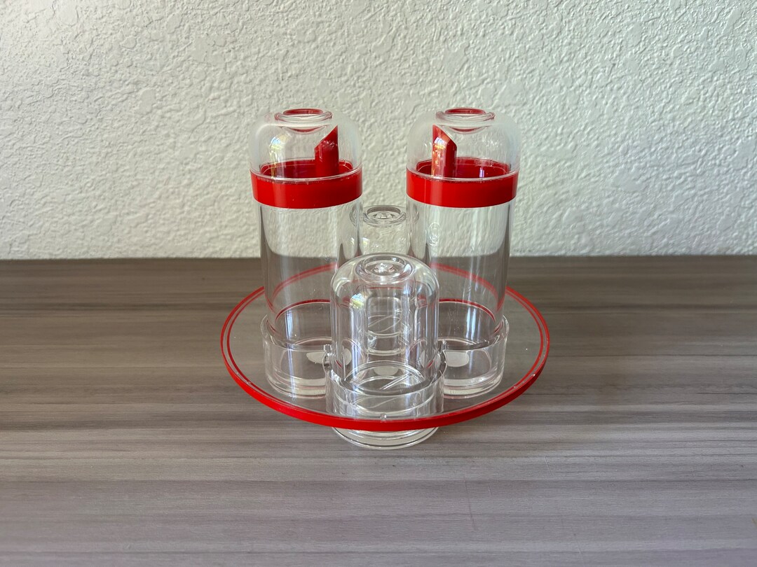 Vintage Red Guzzini, Italian Designer Red Condiment Set, 1970s