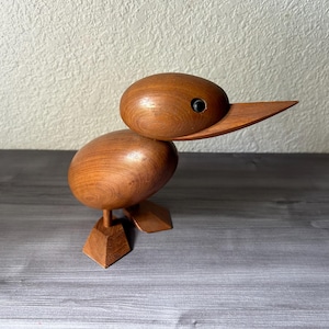 Vintage Mid Century Modern Danish Teak Wood Duck Bird Figure Hans