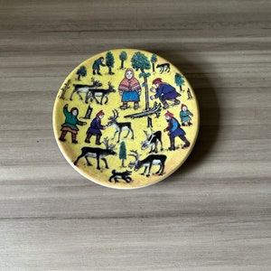 Vintage Andreas Alariesto Mini Plates series Arabia of Finland, 36 Reindeer Herder, Arabia Finland, Nordic Art