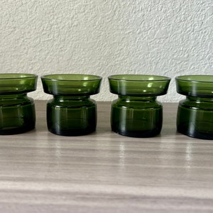 Vintage Dansk Green Glass Candle Holders, Set of 4, Bud Vases Jens Quistgaard Danish Modern image 3