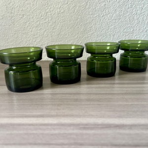 Vintage Dansk Green Glass Candle Holders, Set of 4, Bud Vases Jens Quistgaard Danish Modern image 1