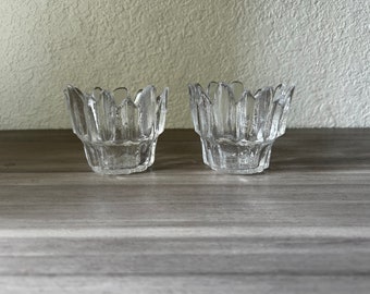 Vintage Set of 2 Skruf Galsbruk Sweden Candle Holders Swedish Glass Art designed by Bengt Edenfalk