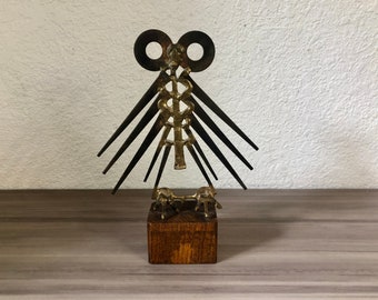 Vintage Mid Century Modern Modernist Metal  Owl Vessel, Vintage nail art, Brutalist Owl Sculpture