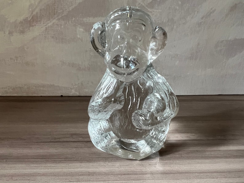 Vintage Bergdala Clear Glass Monkey Figurine Sweden image 3