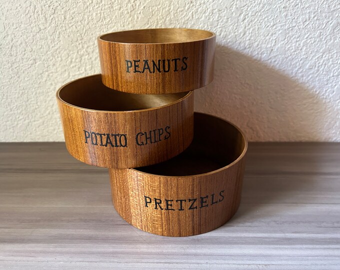 Vintage 3 Piece Teak Snack Bowl Set Nesting Bowls Mid Century Modern - Etsy