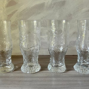 Vintage Set of 4 Kosta Boda Dalom tumbler, designed by Göran Wärff, Kosta Boda Swedish Folk Art Mid Century Glass