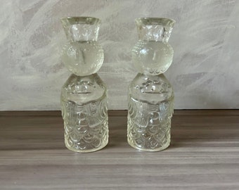 Vintage Bjorn Wiinblad Design Rosenthal Kings Wiseman Glass Set of Two Candle Holders