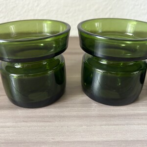 Vintage Dansk Green Glass Candle Holders, Set of 4, Bud Vases Jens Quistgaard Danish Modern image 5