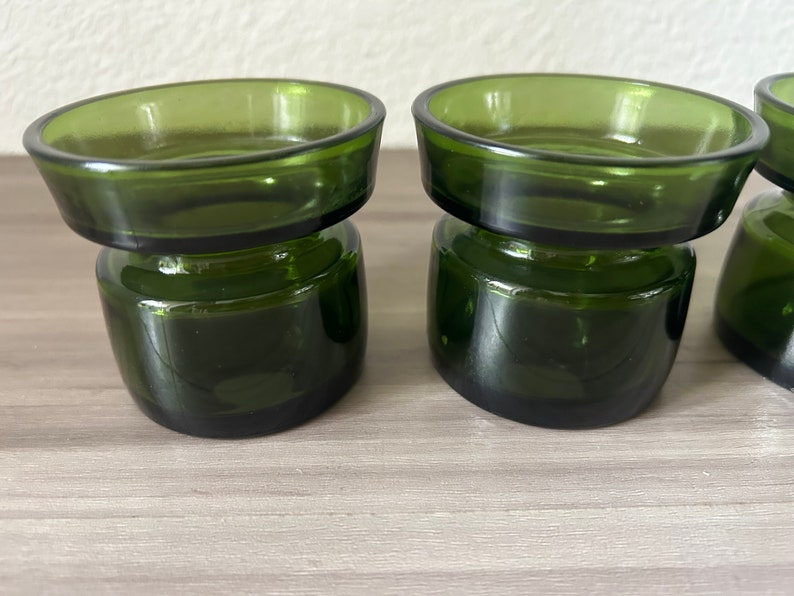 Vintage Dansk Green Glass Candle Holders, Set of 4, Bud Vases Jens Quistgaard Danish Modern image 5