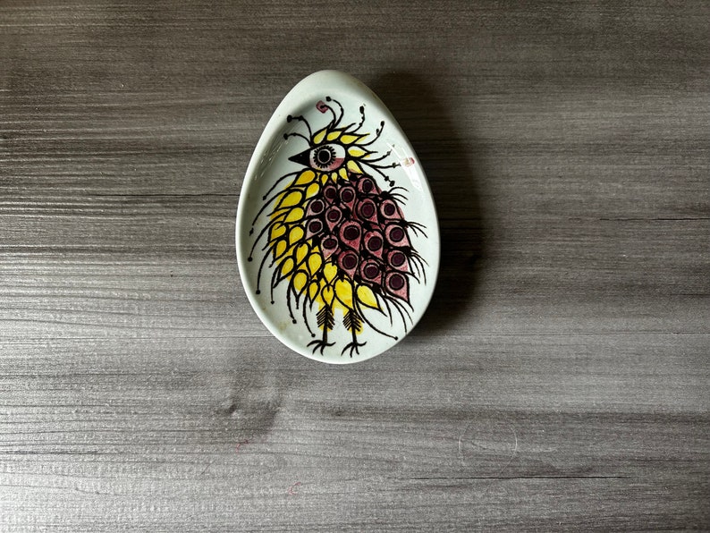 Vintage Royal Copenhagen Porcelain Crazy Bird Egg Shaped Pin Dishes Beth Breyen Made in Denmark zdjęcie 1