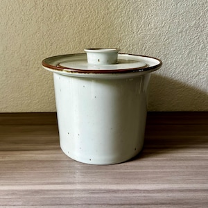 Vintage Stoneware Dansk Ceramic Covered Pot Brown Mist by Niels Refsgaard, Brown Mist Ice Bucket, Brown Speckled, Denmark, Rustic afbeelding 1