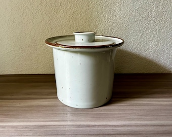 Vintage Stoneware Dansk Ceramic Covered Pot "Brown Mist" by Niels Refsgaard, Brown Mist Ice Bucket, Brown Speckled, Denmark, Rustic