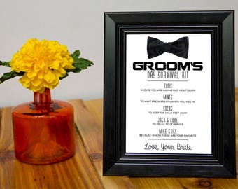PRINTED Groom's Day of Survival Kit 4 Piece Set - Etsy