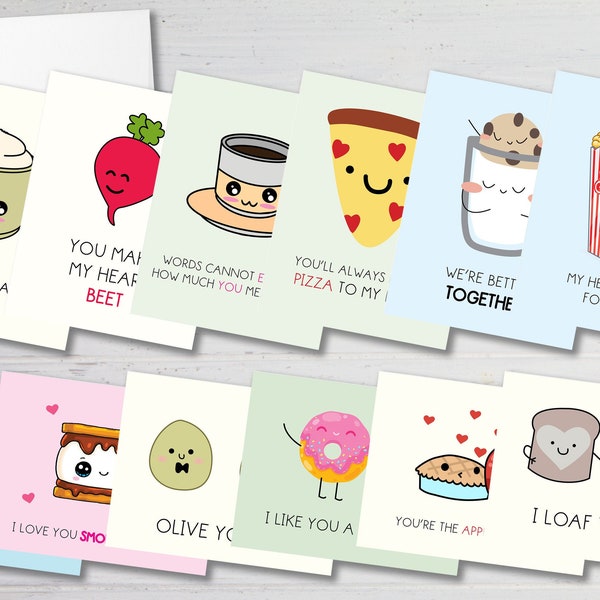 Food Pun Cards - 22 Different Designs - A2 Size 4.25 x 5.5 (envelopes included)