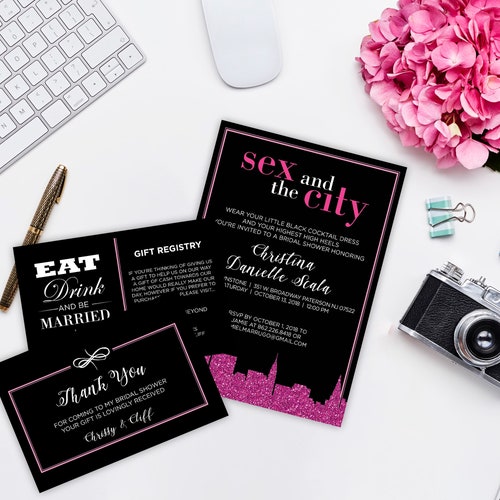 Sex and the City Theme Bridal Shower Invitation and Stationary - Etsy