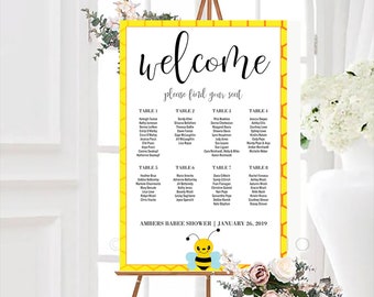 Welcome Sign to the Baby Shower Seating Chart - Bee theme