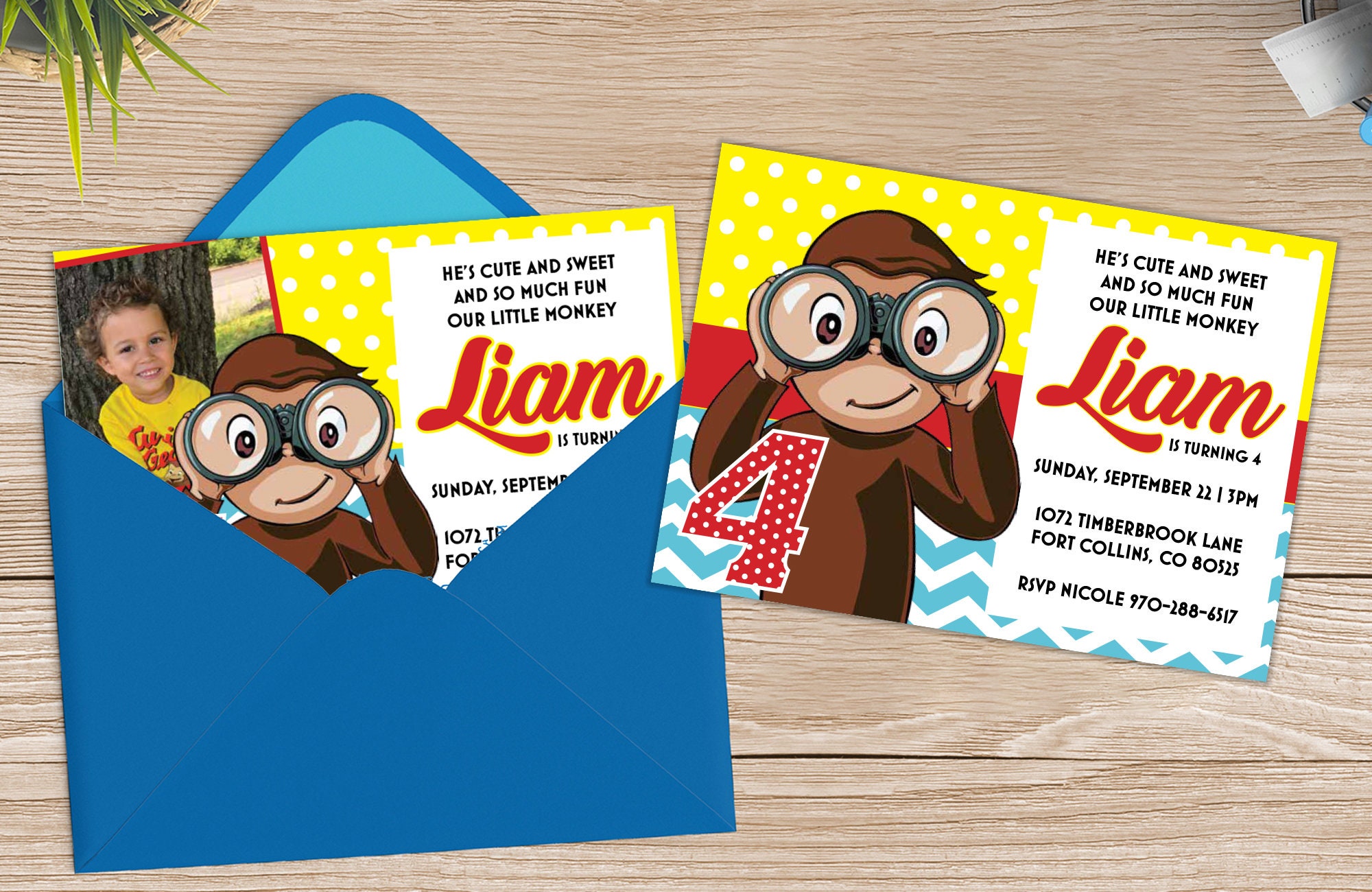 Curious Birthday Party Invitation (Picture Optional)