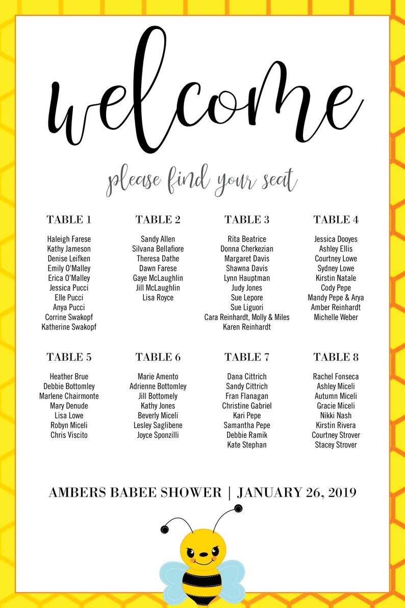 Bee theme Welcome to the Baby Shower Sign 20 x 30