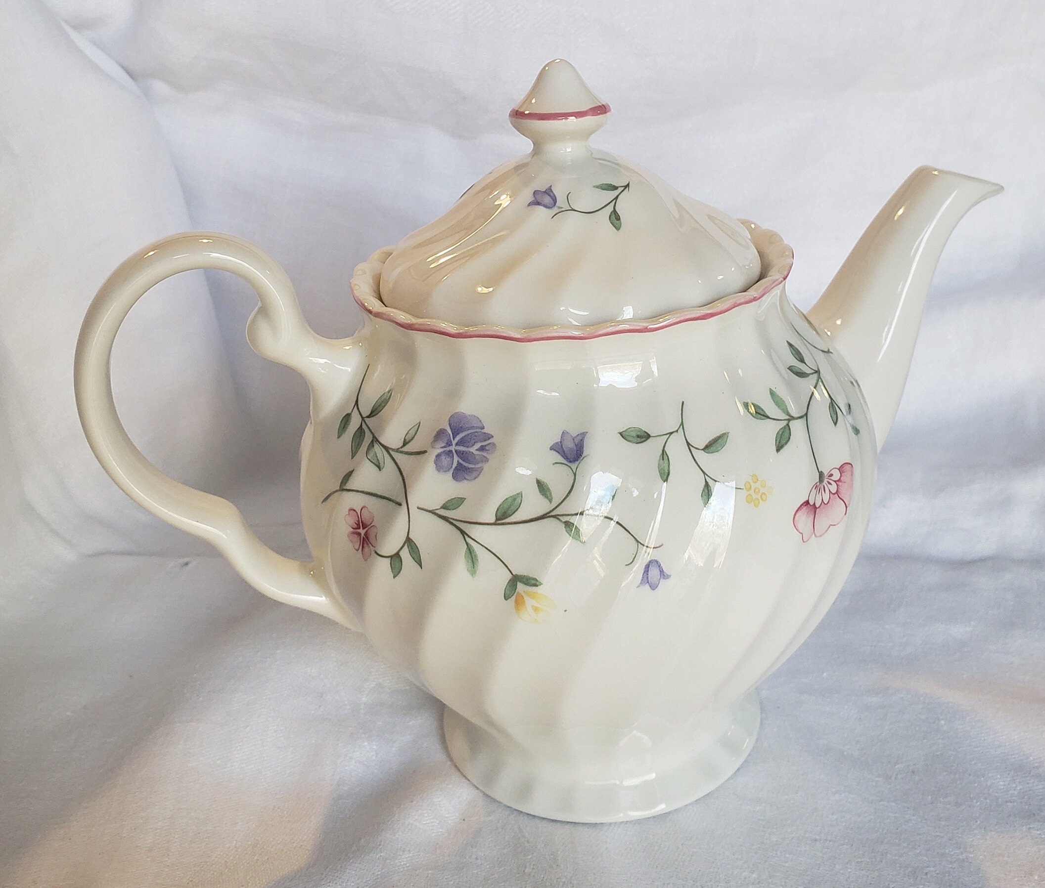 Vintage Johnson Bros summer Chintz Footed Teapot Etsy