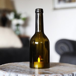 Cut Wine Bottle 8 Inches Tall, Bottomless Wine Bottle, Wine Bottle Candle Holder, Unique Candle Holder