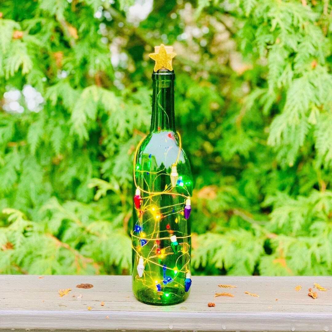 Christmas Tree Wine Bottle Decoration With Lights Winter - Etsy