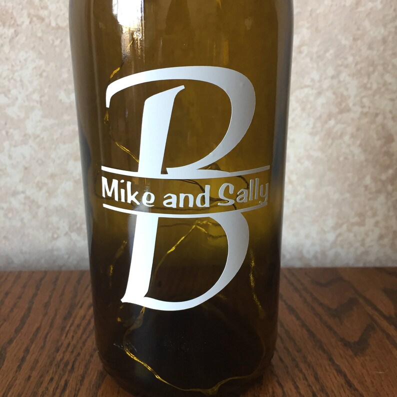 Custom Vinyl Split Monogram Wine Bottle With or Without Etsy