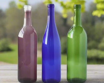 Spring Colored Wine Bottles, DIY Decor, Bottle Trees, 750ml