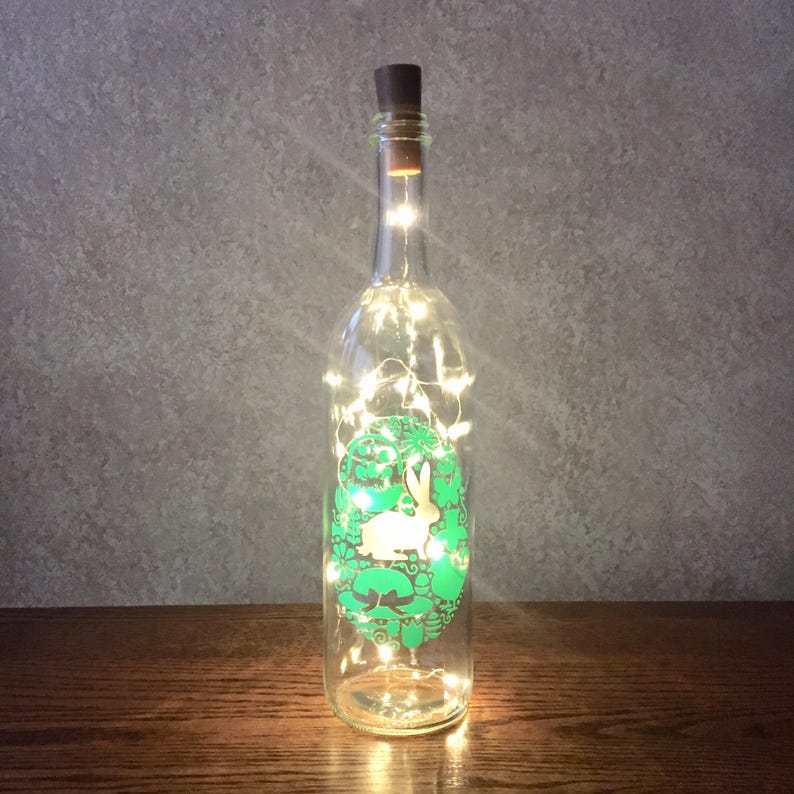 Easter Egg Vinyl Wine Bottle With Twinkle Fairy Lights Powered Etsy