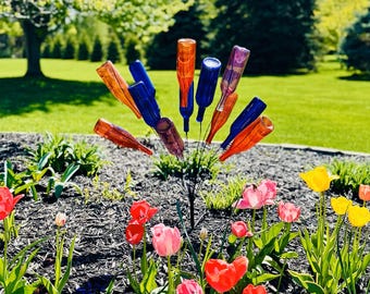 Wine Bottle Tree, Bottle Tree for Garden, Outdoor Decor, Gardener Gift, 12 Bottle Tree, Bottle Tree Stand, Yard Art, Farmhouse Garden Decor