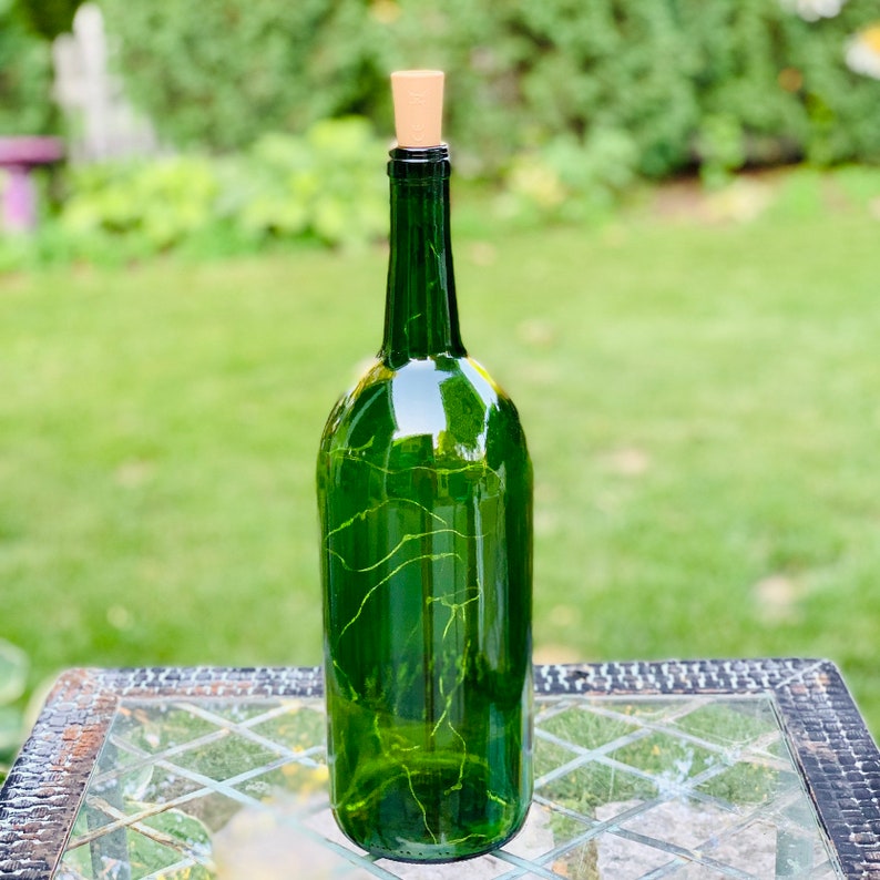 Empty Magnum Wine Bottle Green With Cork Lights Large Wine Etsy