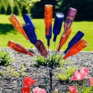 Powder-Coated Steel Wine Bottle Tree for Outdoors, Garden Decor, 12 Bottle Stand