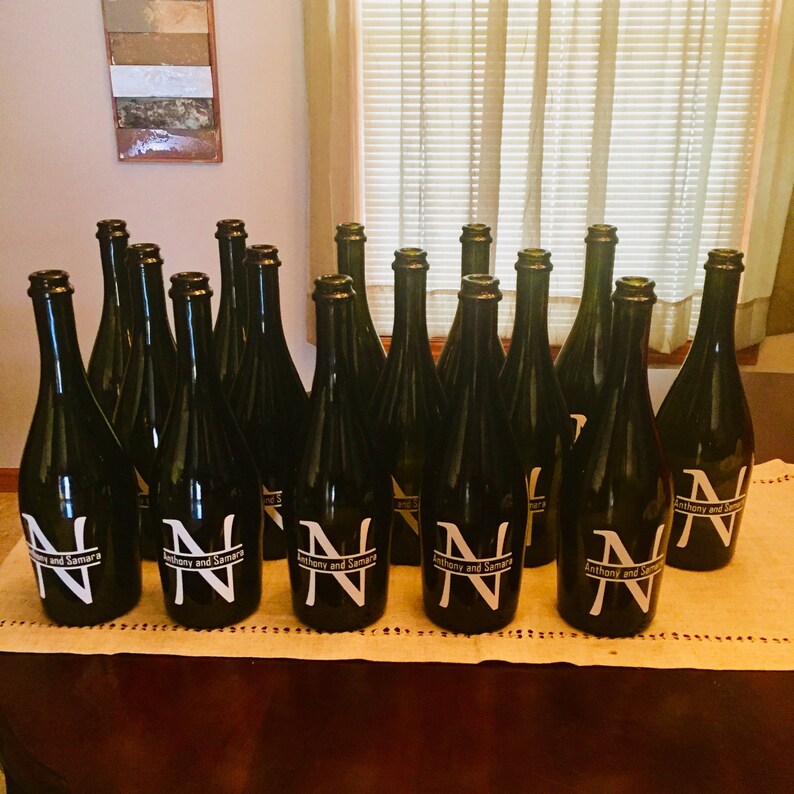 Custom Vinyl Split Monogram Wine Bottle With or Without Etsy