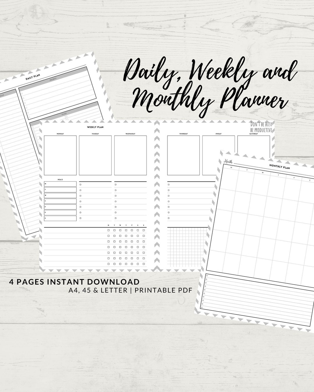 Printable Daily, Weekly, Monthly Planner, to Do Lists (PDF) - Etsy