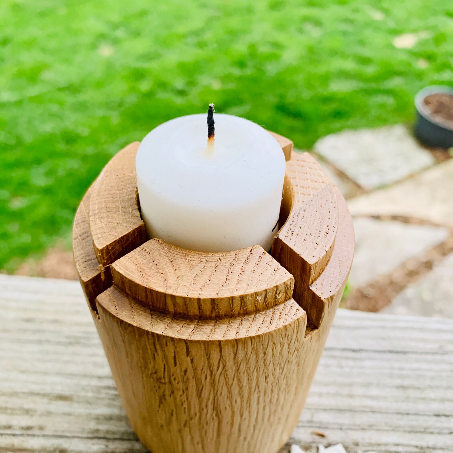 Cut Wine Bottle Candle Holder With Wooden Base Wedding or Etsy