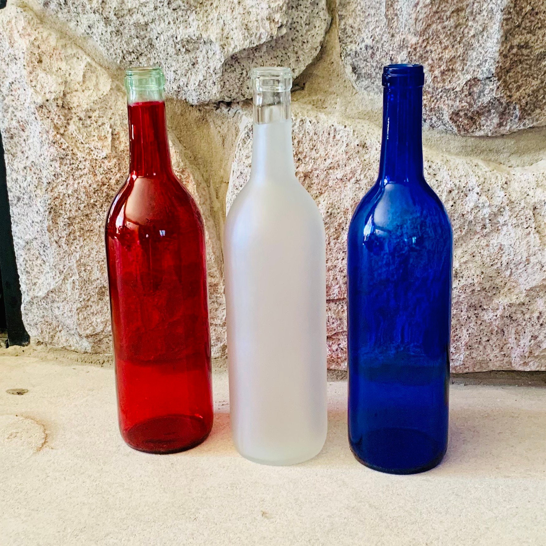Red White and Blue Wine Bottles DIY Patriotic Decor Etsy