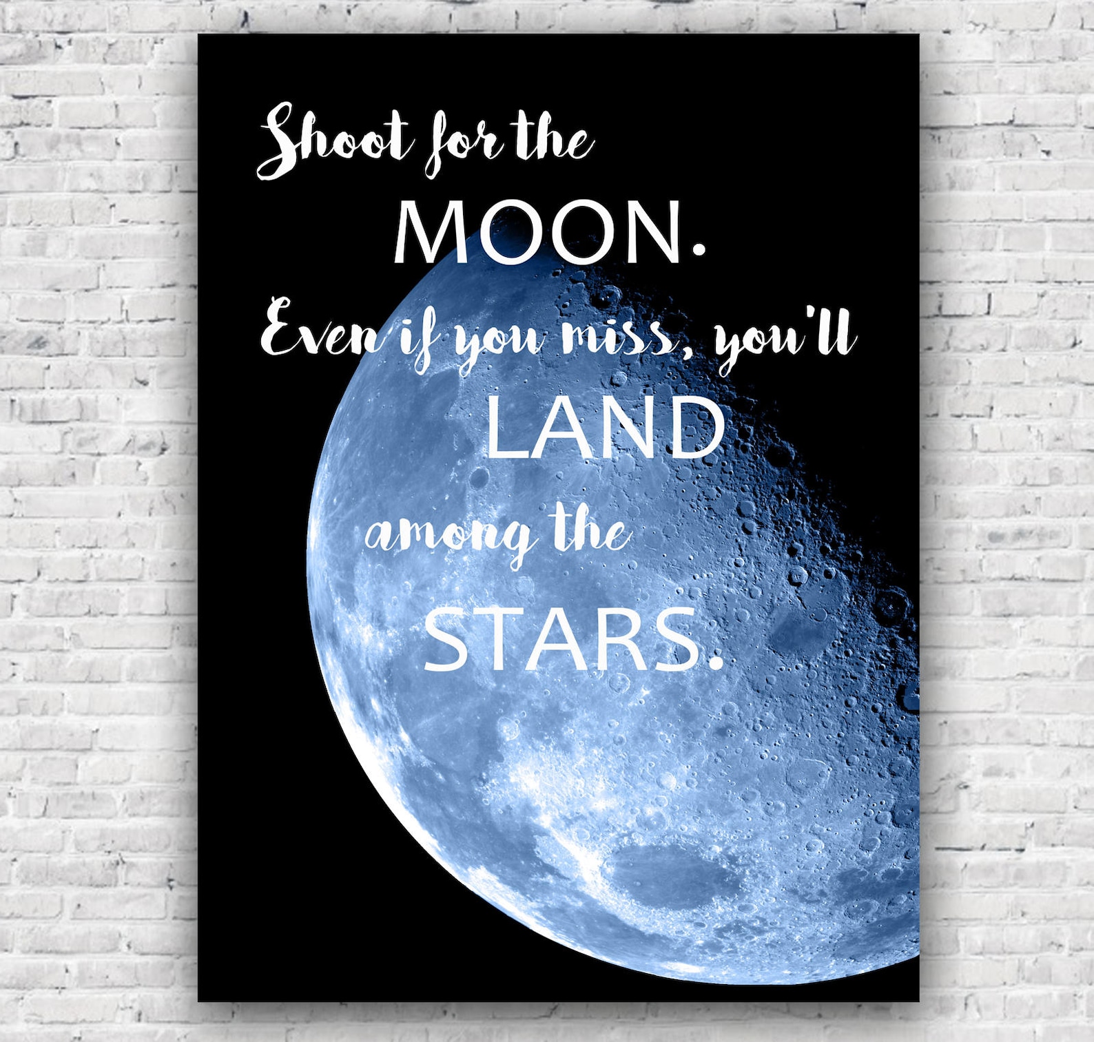 Shoot for the Moon Quote Inspirational Wall Art Nursery Etsy Ireland