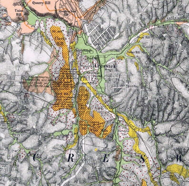 Creswick Goldfield Map 1880 Goldfields Map in Original Etsy