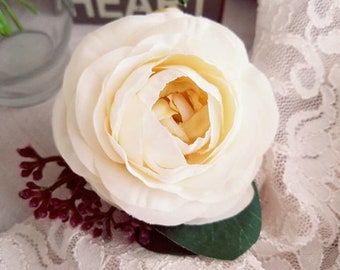 Ivory Ranunculus Boutonniere