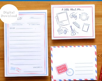Pen Pal Kit für Kinder, Briefschreiber Set (Digitaler Download)