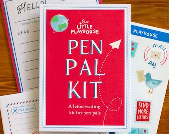 Kids Pen Pal Writing Kit, Letter Writing Stationery Set with Stickers