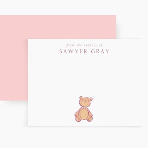 Set de papelería personalizada para guardería, tarjetas de papelería infantil, tarjetas con ositos de peluche, papelería con ositos de peluche, tarjetas para guardería de bebé