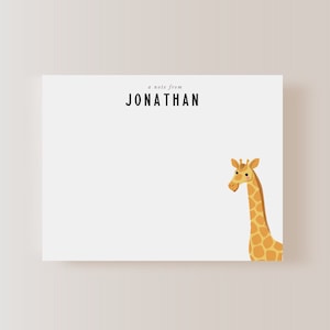 Papelería de jirafa, papelería infantil personalizada, papelería para niños, tarjetas de notas de jirafa, papelería de jirafa, tarjetas de notas de animales para niños