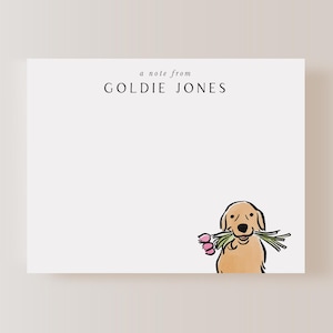 Golden Retriever with flowers Dog Stationery, Personalized Dog Stationery, Pet Stationery, Dog Notecards, Pet Dog Notecard, Dog Stationery