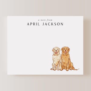 Two Golden Retriever Dogs Stationery, Personalized Dog Stationery, Pet Stationery, Dog Notecards, Golden Retriever Dog Stationery