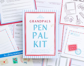 Grandpals Pen Pal Writing Kit for Grandkids and Grandparents, Letter Writing Stationery Set with Stickers