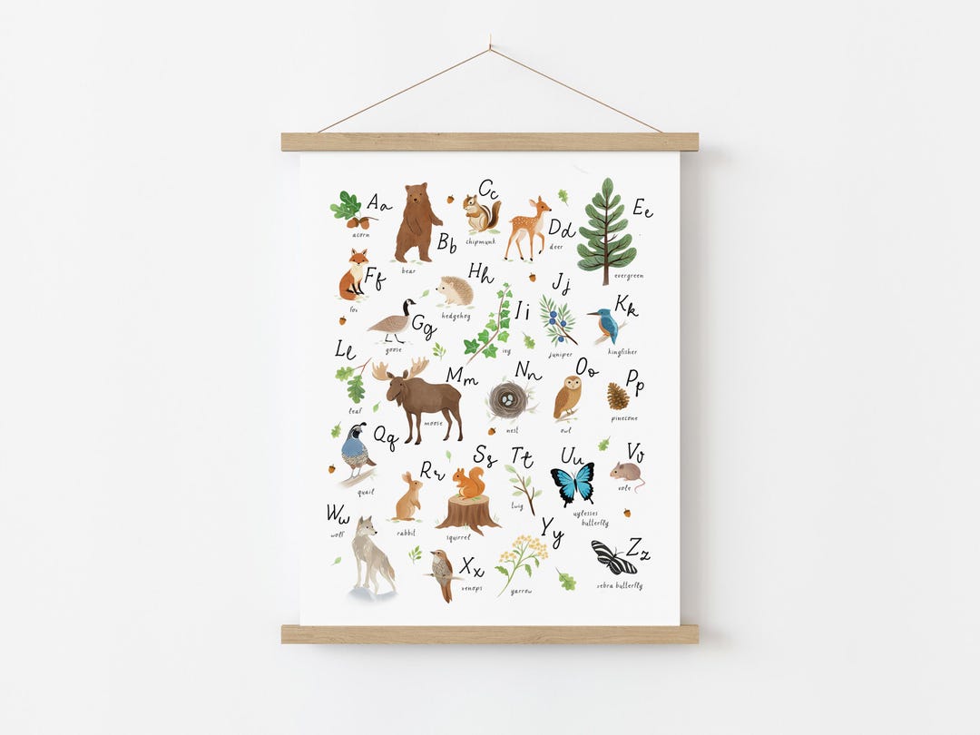 Woodland Nursery Alphabet Print | ABC Nature Poster for Kids | Forest ...