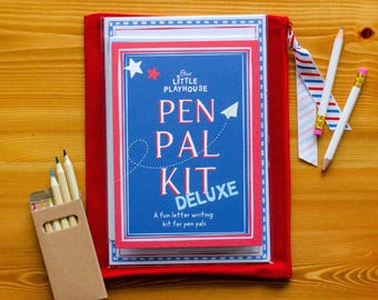 Deluxe Pen Pal Kit für Kinder | Pen Pal Briefpapier Set mit Umschlägen, Aufklebern & Reißverschlusstasche | Pen Pal Briefpapier Set Geschenk