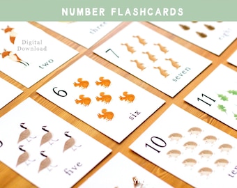 Woodland Number Flashcards 1-12 | Printable Nature-Inspired Counting Cards for Preschool & Toddlers | Large and Small Number Flashcards