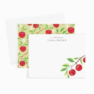 Apple Notecards Briefpapier, personalisiertes Apple Briefpapier, Apple Notecard, Apple Briefpapier, Notecards mit Äpfeln